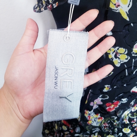 NEW Jason Wu Grey | Painted Floral Silk Chiffon‎ dress 2 - Picture 14 of 15